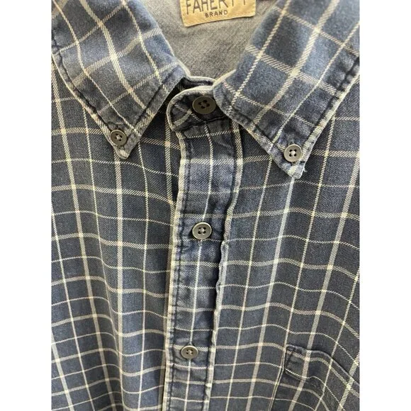 Faherty Men's Blue Plaid Long Sleeve Button Down Shirt Size Xl Light Flannel - Picture 5 of 9